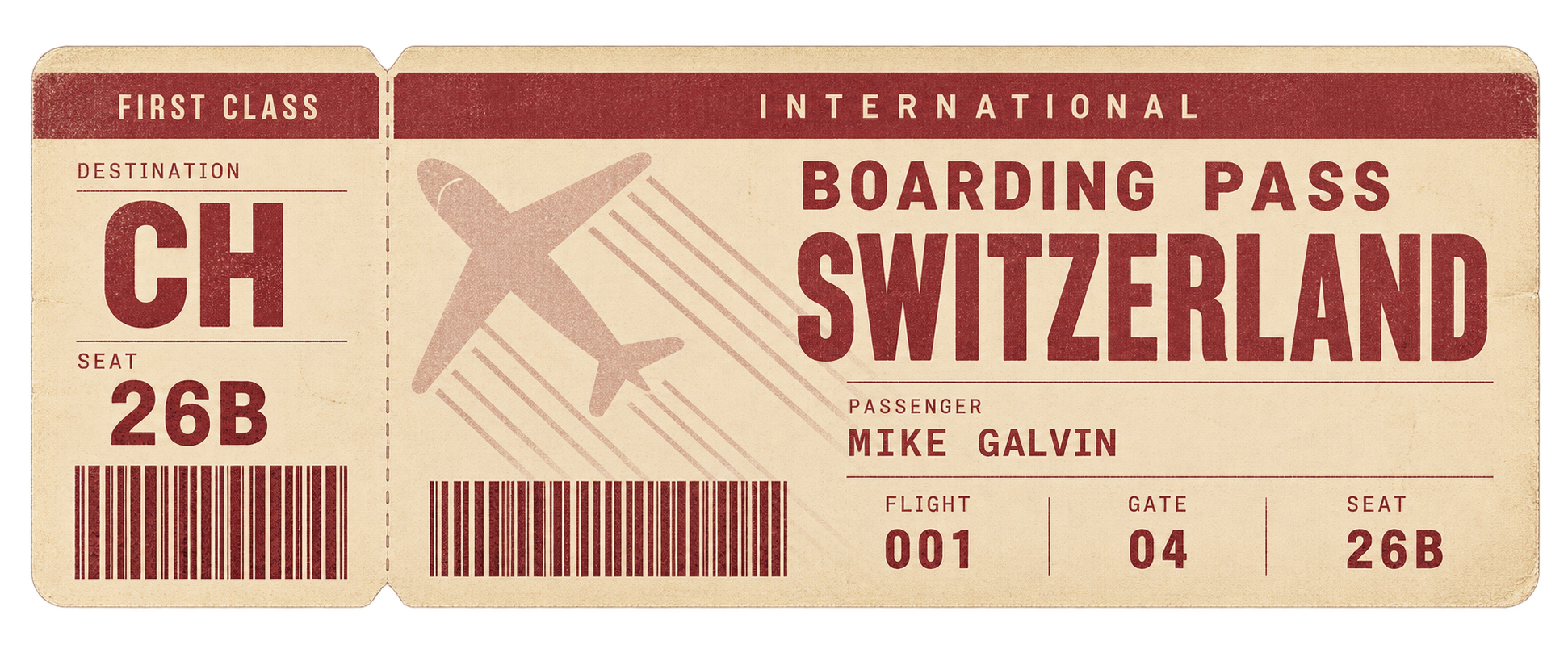 Switzerland boarding pass